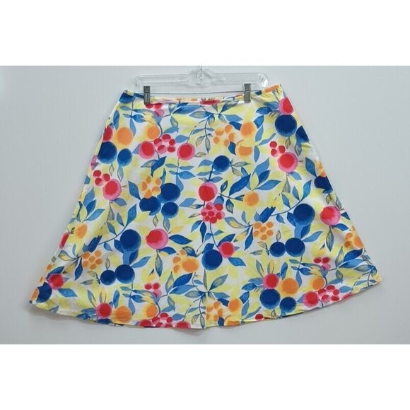 Talbot's A Line Midi Skirt White Colorful Berries Size 10 - Picture 1 of 6